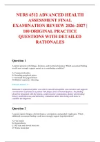 NURS Exam 2026-2027 QUESTIONS AND ANSWERS ALREADY GRADED A&plus;&period;&NewLine;100&percnt; Verified Solutions &vert; Updated Per Latest Guidelines &vert; Graded A&plus;