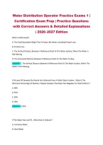 Water Distribution Operator Practice Exams 1 &vert; Certification Exam Prep &vert; Practice Questions with Correct Answers & Detailed Explanations &vert; 2026&ndash;2027 Edition