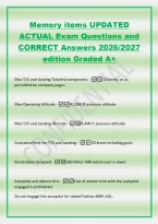 Memory items UPDATED&NewLine;ACTUAL Exam Questions and&NewLine;CORRECT Answers 2026&sol;2027&NewLine;edition Graded A&plus;
