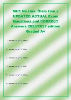 MH1 N&amacr; Hua ʻ&Omacr;lelo Hou 2&NewLine;UPDATED ACTUAL Exam&NewLine;Questions and CORRECT&NewLine;Answers 2026&sol;2027 edition&NewLine;Graded A&plus;
