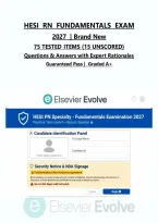 HESI RN Fundamentals Exam 2027 &vert; Newly Released &vert; Actual Exam &vert; 75 Tested Items &lpar;15 Unscored&rpar; &vert; Q&A with Rationales &vert; Guaranteed Pass - A&plus; Graded&NewLine;&NewLine;