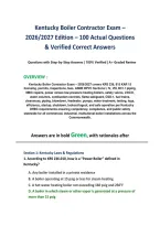 Kentucky Boiler Contractor Exam &ndash;&NewLine;2026&sol;2027 Edition &ndash; 100 Actual Questions&NewLine;& Verified Correct Answers