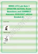 MMSC 270 Lab Quiz 1&NewLine;UPDATED ACTUAL Exam&NewLine;Questions and CORRECT&NewLine;Answers 2026&sol;2027 edition&NewLine;Graded A&plus;