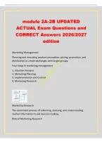 module 2A-2B UPDATED&NewLine;ACTUAL Exam Questions and&NewLine;CORRECT Answers 2026&sol;2027&NewLine;edition&NewLine;Marketing Management&NewLine;Planning and executing product conception&comma; pricing&comma; promotion&comma; and&NewLine;distribution to create exchanges with target groups&period;&NewLine;Four steps in marketing ma