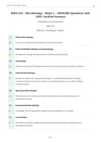 BIOS 242 - Microbiology - Week 1 &ndash; UPDATED Questions with&NewLine;100&percnt; Verified Answers