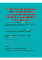 Montana Property Management Exam Study Guide UPDATED ACTUAL Exam Questions and CORRECT Answers 2026&sol;2027 edition Graded A&plus; What should be specified on a move-in condition report of a unit intended to be let&quest; A&period; The number of deductions from the pri