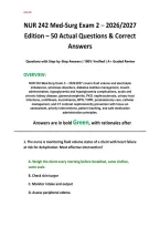 NUR 242 Med-Surg Exam 2 &ndash; 2026&sol;2027&NewLine;Edition &ndash; 50 Actual Questions & Correct&NewLine;Answers
