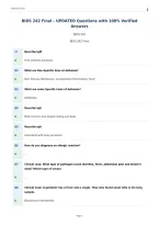 BIOS 242 Final &ndash; UPDATED Questions with 100&percnt; Verified&NewLine;Answers