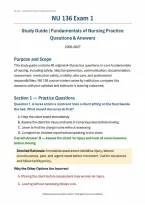 NU 136 Exam 1 &lpar;PDF&rpar; &vert; 2026-2027 &vert; Nursing School &vert; Fundamentals Study Guide&comma; Practice Questions & Answers