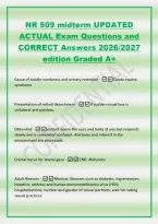 NR 509 midterm UPDATED&NewLine;ACTUAL Exam Questions and&NewLine;CORRECT Answers 2026&sol;2027&NewLine;edition Graded A&plus;&NewLine;Cause of saddle numbness and urinary retention -Cauda equina&NewLine;syndrome&NewLine;Presentation of retinal detachment -