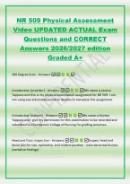 NR 509 Physical Assessment&NewLine;Video UPDATED ACTUAL Exam&NewLine;Questions and CORRECT&NewLine;Answers 2026&sol;2027 edition&NewLine;Graded A&plus;&NewLine;360 Degree Scan - Answers  &NewLine;Introduction &lpar;provider&rpar; - Answers  My name is Jessica&NewLine;Tapparo and this is my physical examination assignment 