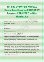 NR 509 Final Exam UPDATED ACTUAL Exam Questions and CORRECT Answers 2026&sol;2027 edition Graded A&plus; Suspicious breast mass --A mobile mass that becomes fixed when the arm relaxes is attached to the ribs and intercostal muscles&semi; if fixed when the hand is