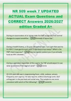 NR 509 week 7 UPDATED&NewLine;ACTUAL Exam Questions and&NewLine;CORRECT Answers 2026&sol;2027&NewLine;edition Graded A&plus;&NewLine;During an examination of an aging male the FNP recognizes that normal&NewLine;changes to expect would be&colon; -Decrease in penis size&NewLine;During a health history&comma; a 22-year-