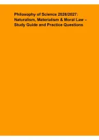 Philosophy of Science 2026&lowbar;2027 &ndash; Naturalism&comma; Materialism & Moral Law Study Guide and Practice