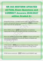 NR 565 MIDTERM UPDATED&NewLine;ACTUAL Exam Questions and&NewLine;CORRECT Answers 2026&sol;2027&NewLine;edition Graded A&plus;&NewLine;During what trimester is a pregnant woman most at risk for adverse drug&NewLine;reactions with potential long term consequences&quest; -1st trimester&NewLine;&lpar;fetus most at risk 