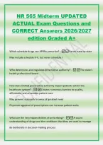 NR 565 Midterm UPDATED&NewLine;ACTUAL Exam Questions and&NewLine;CORRECT Answers 2026&sol;2027&NewLine;edition Graded A&plus;&NewLine;Which schedule drugs can APRNs prescribe&quest; -Varies state by state&NewLine;May include schedule II-V&comma; but never schedule I&NewLine;Who determines and regulates prescrip