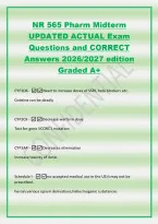 NR 565 Pharm Midterm&NewLine;UPDATED ACTUAL Exam&NewLine;Questions and CORRECT&NewLine;Answers 2026&sol;2027 edition&NewLine;Graded A&plus;