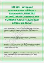 NR 565 - advanced&NewLine;pharmacology midterm -&NewLine;Chamberlain UPDATED&NewLine;ACTUAL Exam Questions and&NewLine;CORRECT Answers 2026&sol;2027&NewLine;edition Graded A&plus;&NewLine;During what trimester is a pregnant woman most at risk for adverse drug&NewLine;reactions with potential long term consequenc