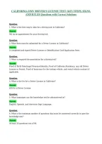 California Dmv Driver-S License Test Key Steps&comma; Signs&comma; And Rules Questions With Correct