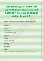 NU 270 Blueprint UPDATED&NewLine;ACTUAL Exam Questions and&NewLine;CORRECT Answers 2026&sol;2027&NewLine;edition Graded A&plus;
