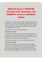 NUR 507 Exam 2 UPDATED&NewLine;ACTUAL Exam Questions and&NewLine;CORRECT Answers 2026&sol;2027&NewLine;edition&NewLine;The primary care pediatric nurse practitioner is performing a well child&NewLine;examination on a 9-month-old infant whose hearing is normal but who&NewLine;responds to verbal cues w