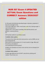 NUR 507 Exam 4 UPDATED&NewLine;ACTUAL Exam Questions and&NewLine;CORRECT Answers 2026&sol;2027&NewLine;edition&NewLine;An 18-month-old child who developed upper respiratory symptoms 1&NewLine;day prior is brought to the&NewLine;clinic with a high fever&comma; chills&period; muscle pains&comma; and a dry&comma; hacking cough&period;