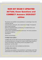 NUR 507 EXAM 5 UPDATED&NewLine;ACTUAL Exam Questions and&NewLine;CORRECT Answers 2026&sol;2027&NewLine;edition&NewLine;The primary care pediatric nurse practitioner is examining a 5-year-old&NewLine;child who has had&NewLine;recurrent fevers&comma; bone pain&comma; and a recent loss of weight&period; The physical&NewLine;exam