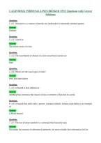CALIFORNIA PERSONAL LINES BROKER TEST Questions with Correct Solutions