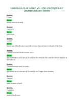 CARDIOVASCULAR SYSTEM ANATOMY AND PHYSIOLOGY Questions with Correct Solutions