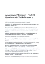 Anatomy and Physiology I &lpar;Test &num;1&rpar; Questions with Verified Answers&NewLine;&NewLine;