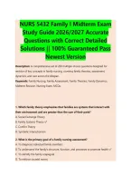 NURS 5432 Family I Midterm Exam &NewLine;Study Guide 2026&sol;2027 Accurate &NewLine;Questions with Correct Detailed &NewLine;Solutions &vert;&vert; 100&percnt; Guaranteed Pass &NewLine;Newest Version 