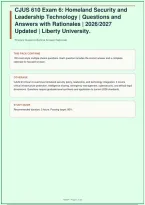CJUS 610 Exam 6 Homeland Security and Leadership Technology Questions and Answers with Rationales  Updated Liberty University &vert; 100 Questions &vert; 2026&sol;2027&NewLine;