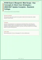 N108 Exam 2 Blueprint Med Surge Key Concepts Client Care Strategies 2026&sol;2027 Update Complete Eastwick College &vert; 100 Questions &vert; 2026&sol;2027&NewLine;