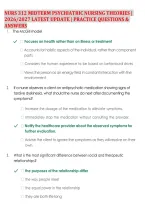 Nurs 312 Midterm Psychiatric Nursing Theories &vert; &NewLine;2026&sol;2027 Latest Update &vert; Practice Questions & &NewLine;Answers