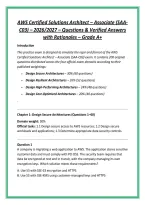AWS Certified Solutions Architect &ndash; Associate &lpar;SAA&NewLine;C03&rpar; &ndash; 2026&sol;2027 &ndash; Questions & Verified Answers &NewLine;with Rationales &ndash; Grade A&plus;