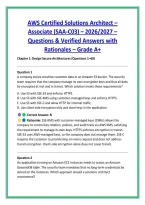 AWS Certified Solutions Architect &ndash; &NewLine;Associate &lpar;SAA-C03&rpar; &ndash; 2026&sol;2027 &ndash; &NewLine;Questions & Verified Answers with &NewLine;Rationales &ndash; Grade A&plus;