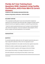 Florida ALF Core Training Exam Questions 2026 &vert; Assisted Living Facility Certification&comma; AHCA Rule 58A-5 & Correct Answers