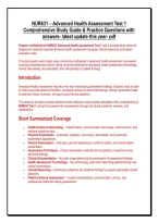 NUR631 &ndash; Advanced Health Assessment Test 1 &NewLine;Comprehensive Study Guide & Practice Questions with &NewLine;answers- latest update this year- pdf 