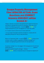 Oregon Property Management&NewLine;Exam Practice UPDATED&NewLine;ACTUAL Exam Questions and&NewLine;CORRECT Answers 2026&sol;2027&NewLine;edition Graded A&plus;&NewLine;What is a client trust account&quest; - Answers  A separate&NewLine;bank account used to hold client funds&comma; such as rent&comma; deposits&comma; and&NewLine;reserve