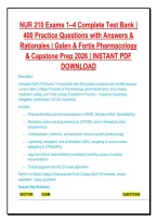 NUR 210 Exams 1&ndash;4 Complete Test Bank &vert; &NewLine;400 Practice Questions with Answers & &NewLine;Rationales &vert; Galen & Fortis Pharmacology &NewLine;& Capstone Prep 2026 &vert; INSTANT PDF &NewLine;DOWNLOAD &NewLine;