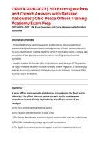 OPOTA 2026&ndash;2027 &vert; 200 Exam Questions and Correct Answers with Detailed Rationales &vert; Ohio Peace Officer Training Academy Exam Prep