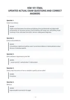 Him 101 Final&NewLine;Updated Actual Exam Questions And Correct&NewLine;Answers