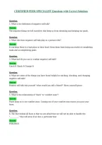 CERTIFIED PEER SPECIALIST Questions with Correct Solutions&NewLine;