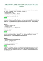 CERTIFIED DIALYSIS NURSE TEST REVIEW Questions with Correct Solutions