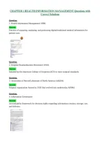 CHAPTER 1 HEALTH INFORMATION MANAGEMENT Questions with Correct Solutions