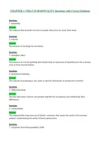 CHAPTER 1 WHAT IS HOSPITALITY Questions with Correct Solutions