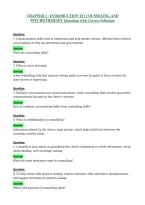 Chapter 1 Introduction To Counseling And Psychotherapy Questions With Correct
