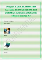 Project 1 unit 3A UPDATED&NewLine;ACTUAL Exam Questions and&NewLine;CORRECT Answers 2026&sol;2027&NewLine;edition Graded A&plus;
