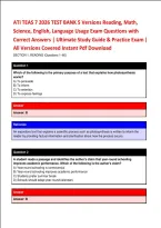 ATI TEAS 7 2026 TEST BANK 5 Versions Reading&comma; Math&comma; &NewLine;Science&comma; English&comma; Language Usage Exam Questions with &NewLine;Correct Answers &vert; Ultimate Study Guide & Practice Exam &vert; &NewLine;All Versions Covered Instant Pdf Download
