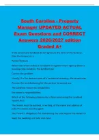 South Carolina - Property&NewLine;Manager UPDATED ACTUAL&NewLine;Exam Questions and CORRECT&NewLine;Answers 2026&sol;2027 edition&NewLine;Graded A&plus;&NewLine;If the tenant and landlord do not agree on the term of the tenancy&comma;&NewLine;then the tenancy is a&NewLine;Period Tenancy&NewLine;When the tenant makes a compla